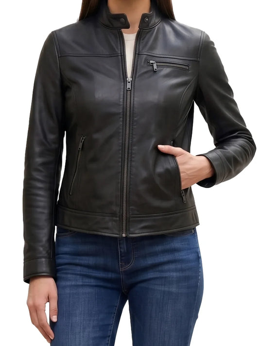 Bickford Women's Black Real Leather Biker Style Jacket