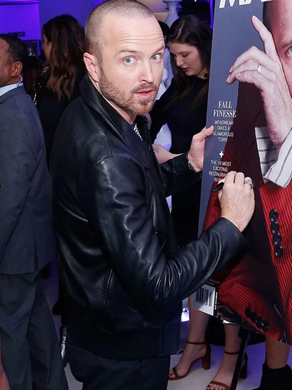 Aaron Paul Breaking Bad Black Leather Jacket Max Jackets