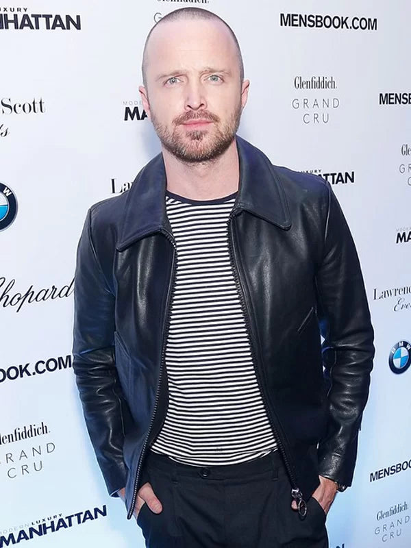 Aaron Paul Breaking Bad Black Leather Jacket Max Jackets