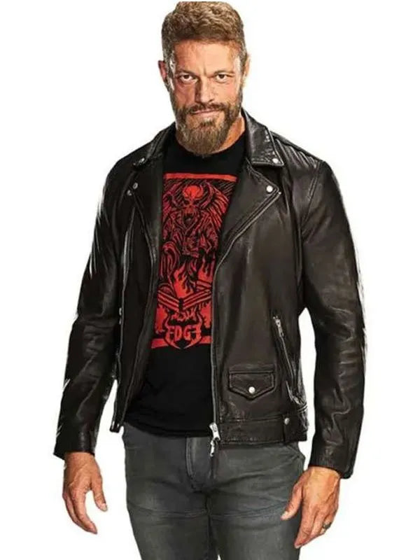 WWE Wrestler Edge Black Leather Jacket Max Jackets