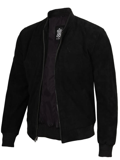 Adamsville Men's Black Suede Bomber Jacket