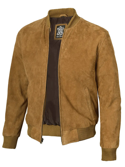 Men's Brown Suede Bomber Jacket