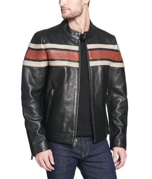 Agostini Distressed Stripped Racer Jacket Max Jackets