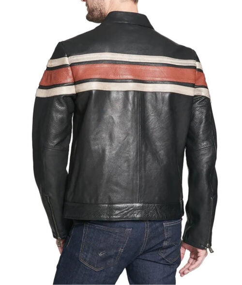 Agostini Distressed Stripped Racer Jacket Max Jackets