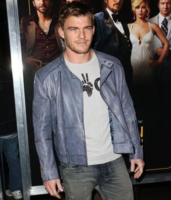 Alan Ritchson Biker Blue Leather Jacket Max Jackets