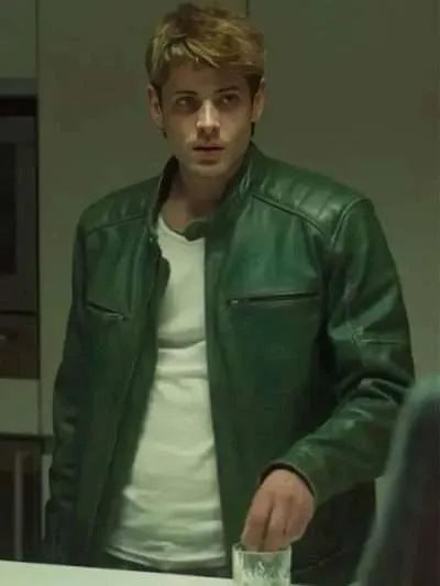 Alberto Olmo Bad Influence 2025 Green Leather Jacket Max Jackets