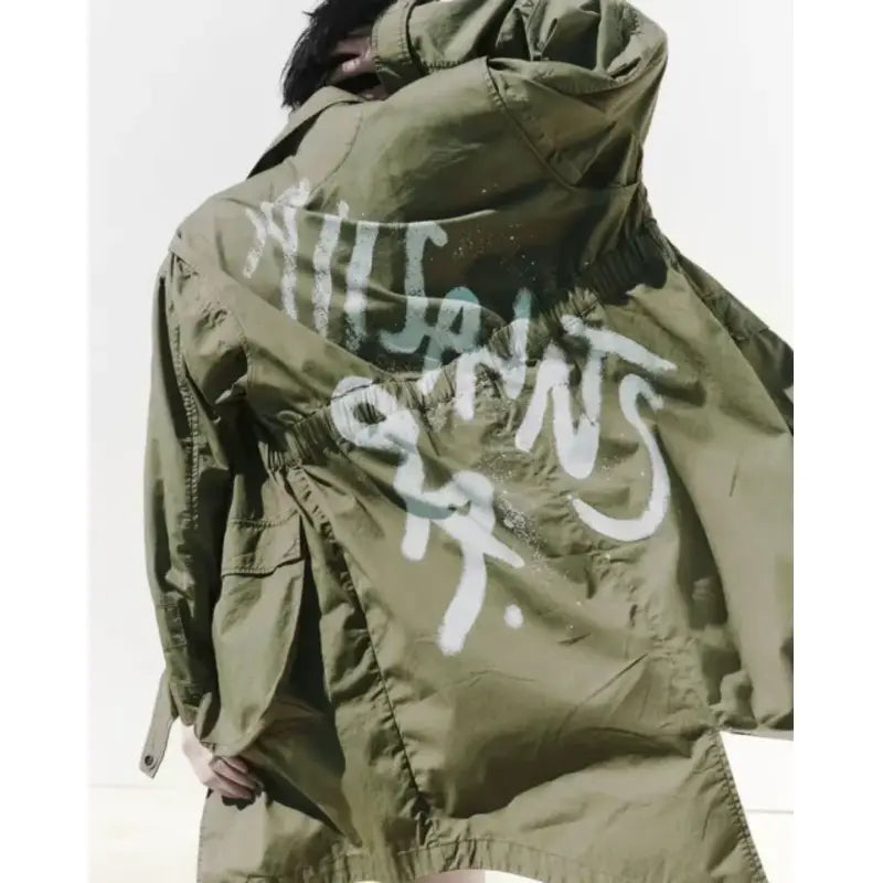 All Saints Milla Relaxed Fit Printed Parka Cotton Jacket Vintage Jacket