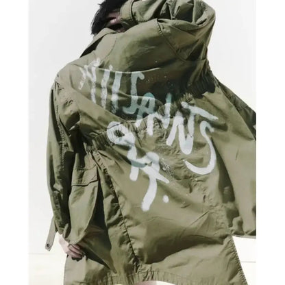 All Saints Milla Relaxed Fit Printed Parka Cotton Jacket Vintage Jacket