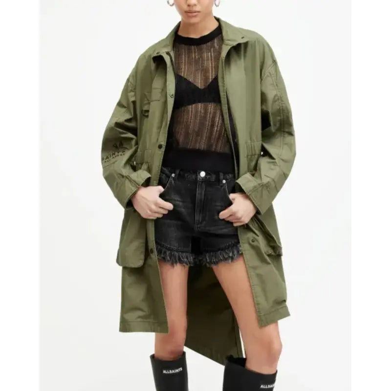 All Saints Milla Relaxed Fit Printed Parka Cotton Jacket Vintage Jacket