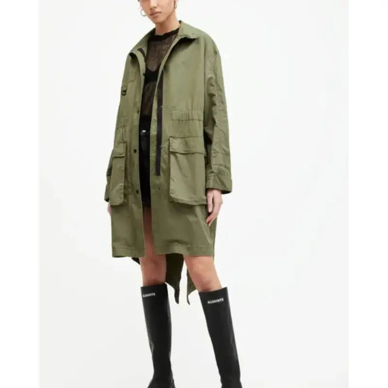 All Saints Milla Relaxed Fit Printed Parka Cotton Jacket Vintage Jacket