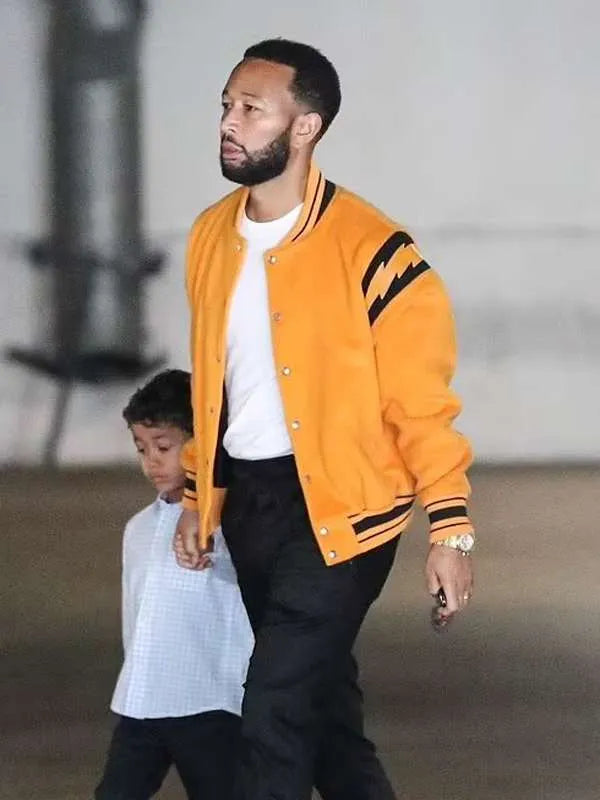 John Legend Street Style Yellow Bomber Jacket Max Jackets