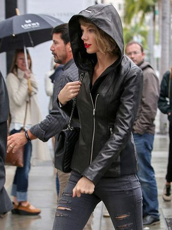 American Singer Taylor Swift Black Hooded Jacket Max Jackets