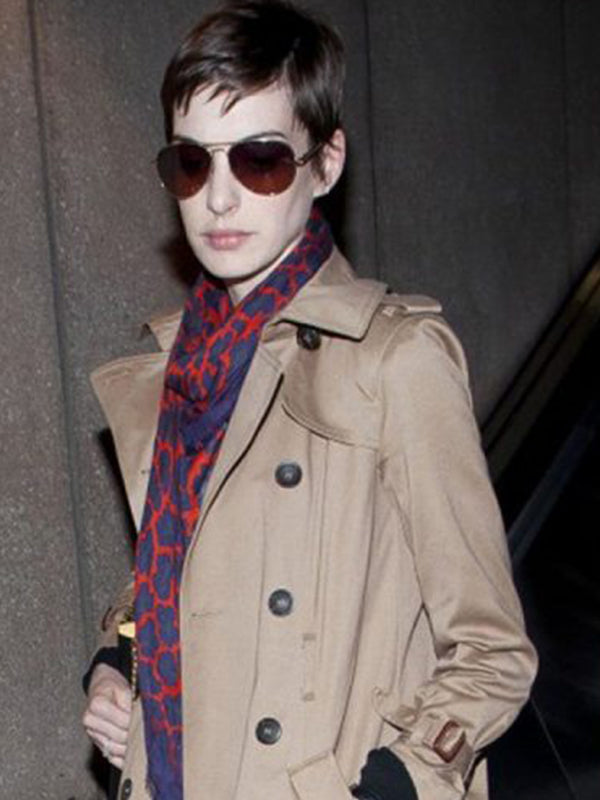 Anne Hathaway Stylish Brown Trench Coat Max Jackets
