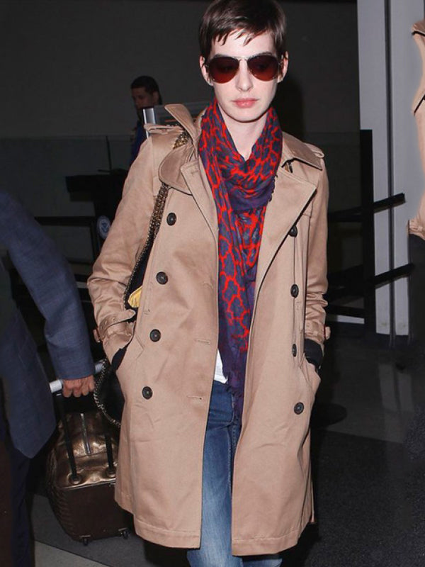 Anne Hathaway Stylish Brown Trench Coat Max Jackets
