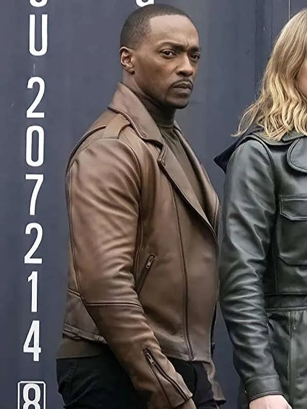 The Falcon and the Winter Soldier Anthony Mackie Brown Leather Jacket Max Jackets