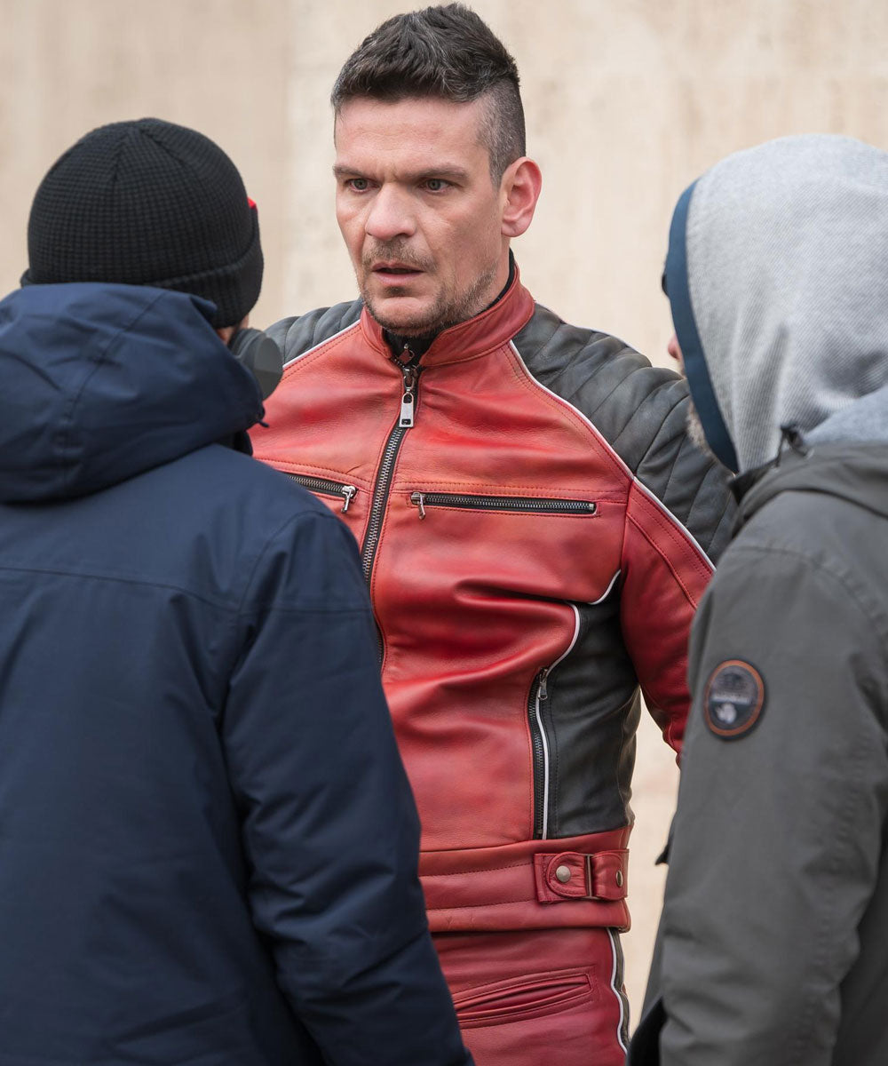 April X 2024 Tetris Red Leather Jacket Max Jackets