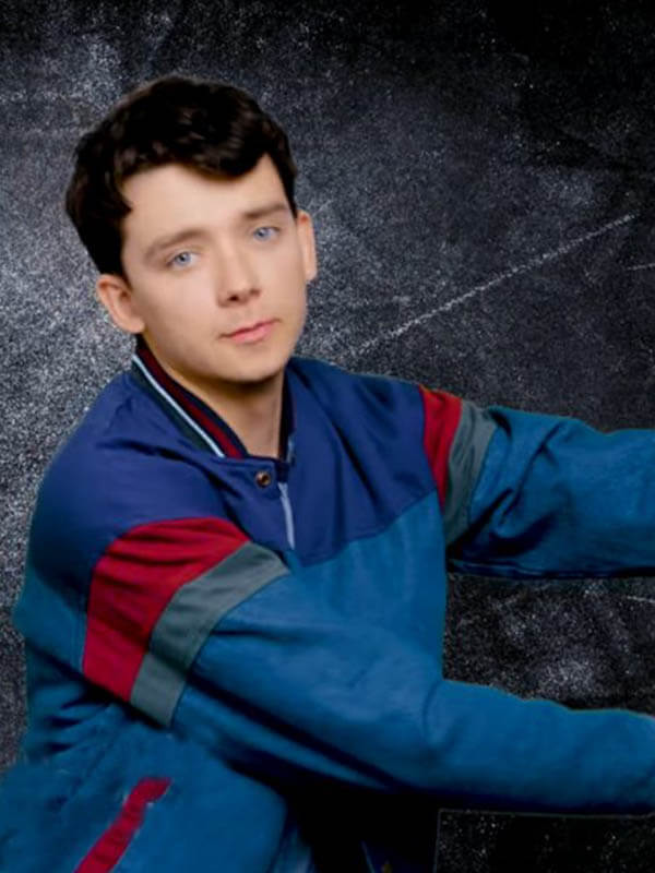 Asa Butterfield Education Blue Varsity Jacket Max Jackets