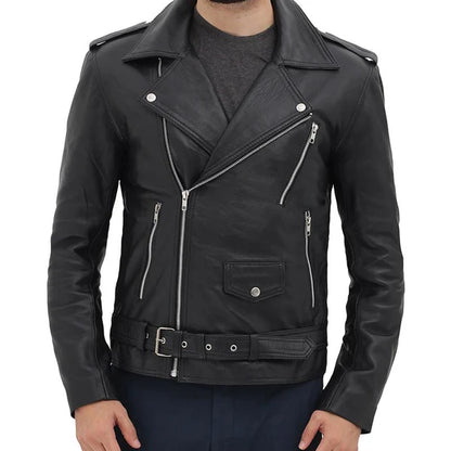 Men's Black Motorcycle Real Leather Jacket Max Jackets
