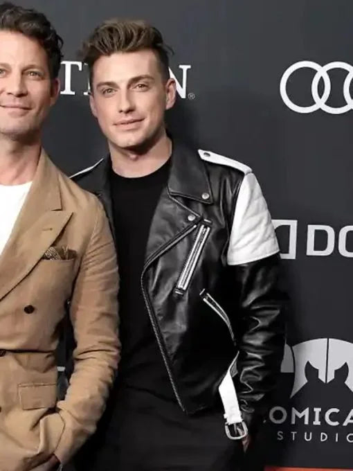 Avengers Endgame Jeremiah Brent Black and White Biker Leather Jacket Max Jackets