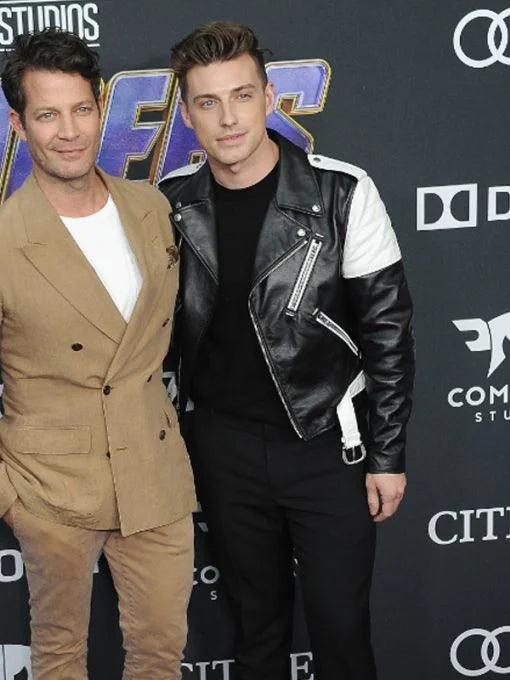 Avengers Endgame Jeremiah Brent Black and White Biker Leather Jacket Max Jackets