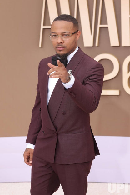 Shad Moss Bet Awards 2026 Burgundy Double Breasted Suit
