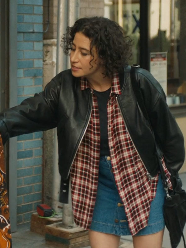 Babes 2024 Ilana Glazer Black Leather Jacket Max Jackets