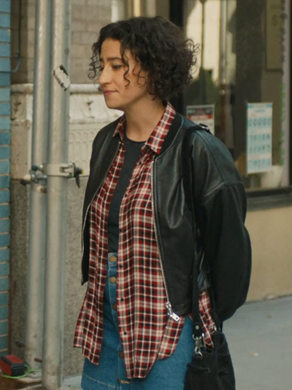 Babes 2024 Ilana Glazer Black Leather Jacket Max Jackets