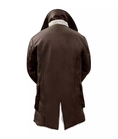 Men's Brown Bane Sherpa Leather Coat - Swedish Winter Coat