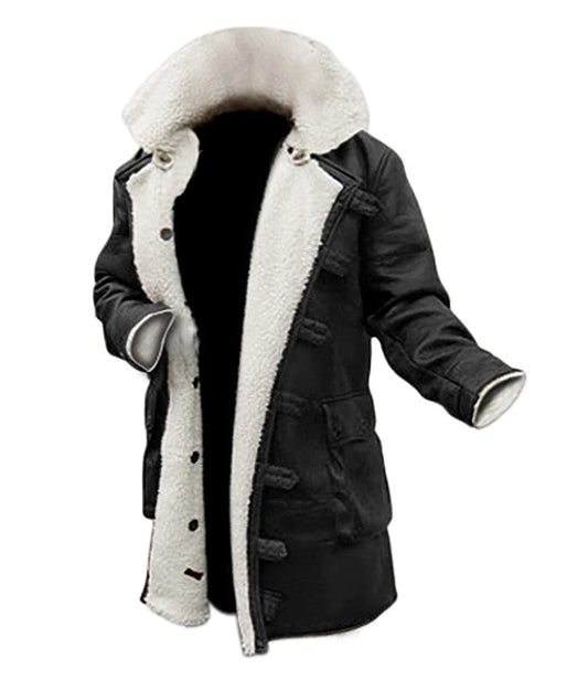 Men's Black Bane Sherpa Leather Coat - Swedish Winter Coat