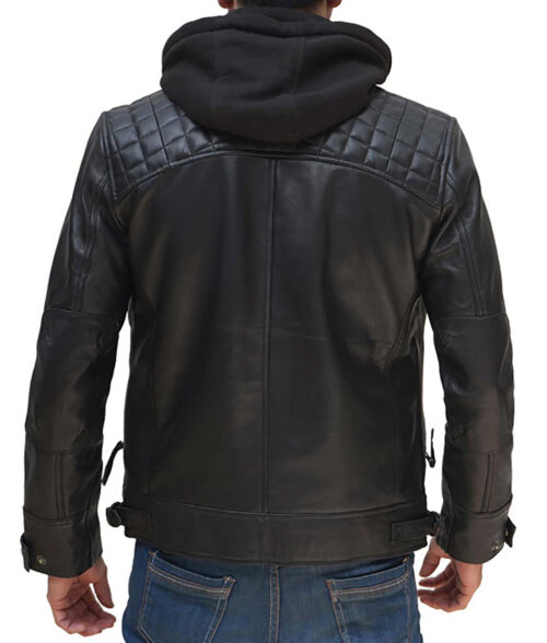 Benedict Men’s Hooded Leather Racer Jacket Max Jackets