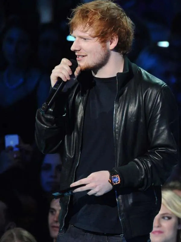 Ed Sheeran Black Bomber Leather Jacket Max Jackets