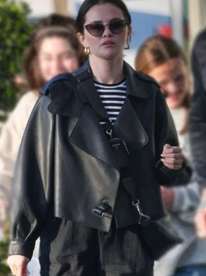 Black Friday Selena Gomez Black Leather Jacket Max Jackets