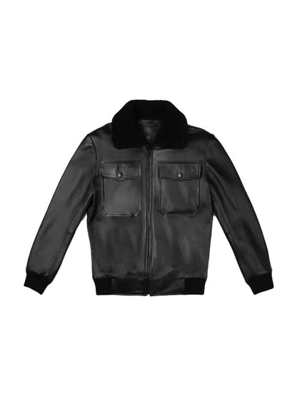 Black G-1 Flight Leather Bomber Jacket Mens Max Jackets