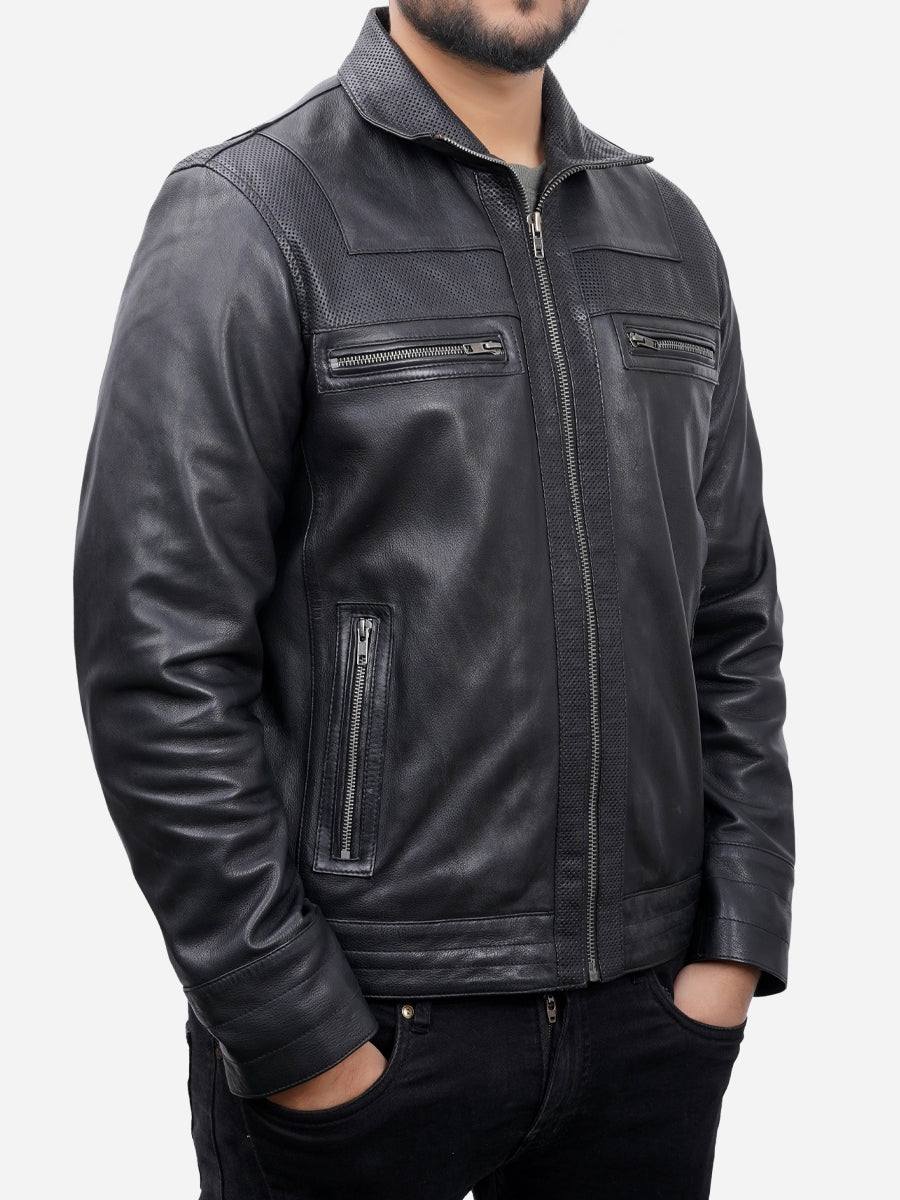 Timothy Designer Black Fitted Leather Jacket