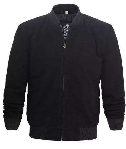 Men's Premium Black Leather Bomber Jacket Max Jackets