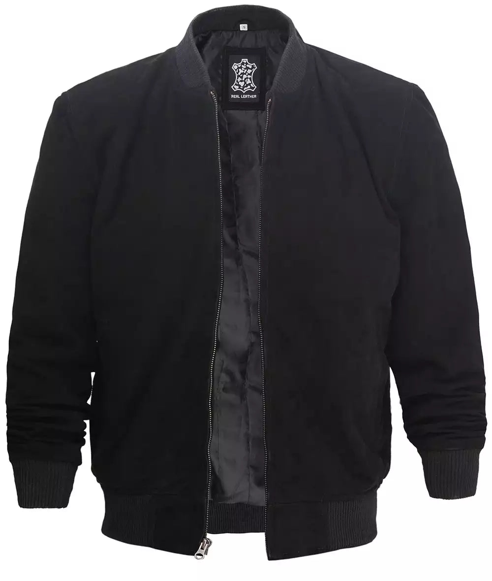 Men's Premium Black Leather Bomber Jacket Max Jackets