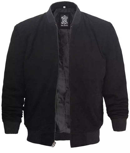 Men's Premium Black Leather Bomber Jacket Max Jackets