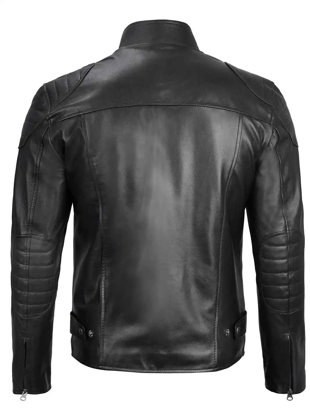 Vermont — Men's Deep Black Leather Biker Jacket