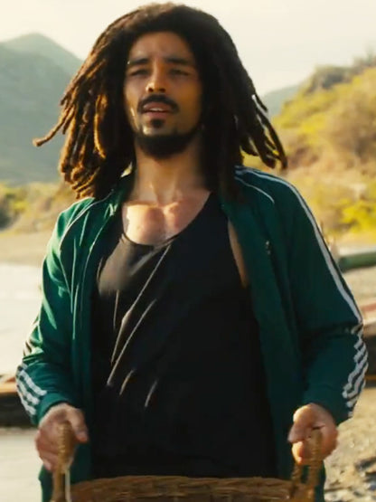 Bob Marley One Love 2024 Kingsley Ben-Adir Green Track Jacket Max Jackets