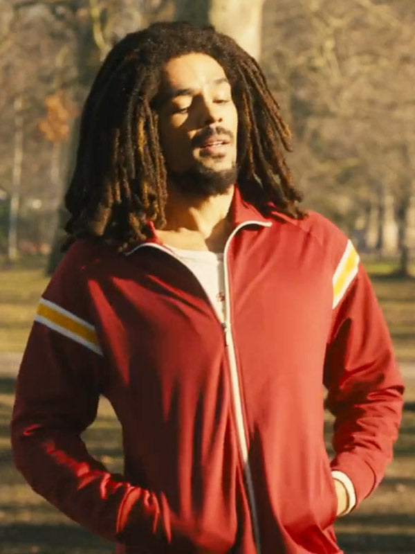 Bob Marley One Love 2024 Kingsley Ben-Adir Red Track Jacket Max Jackets