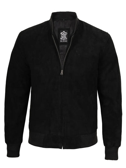 Adamsville Men's Black Suede Bomber Jacket
