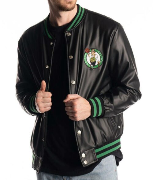 Boston Metallic Black Bomber Jacket Max Jackets