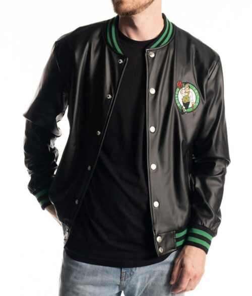 Boston Metallic Black Bomber Jacket Max Jackets