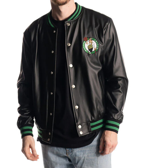 Boston Metallic Black Bomber Jacket Max Jackets