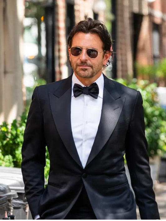 Bradley Cooper Black Peak Lapel Tuxedo Suit