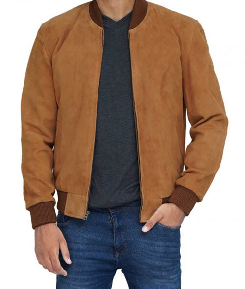 Brennan Men’s Brown Comfy Suede Bomber Jacket Max Jackets