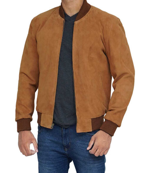 Brennan Men’s Brown Comfy Suede Bomber Jacket Max Jackets