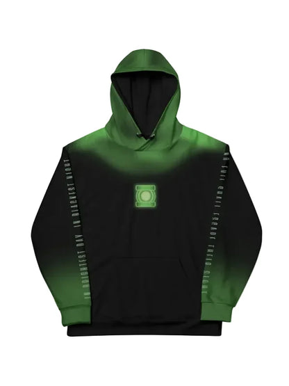 Unisex LANTERNS black and green hoodie front view