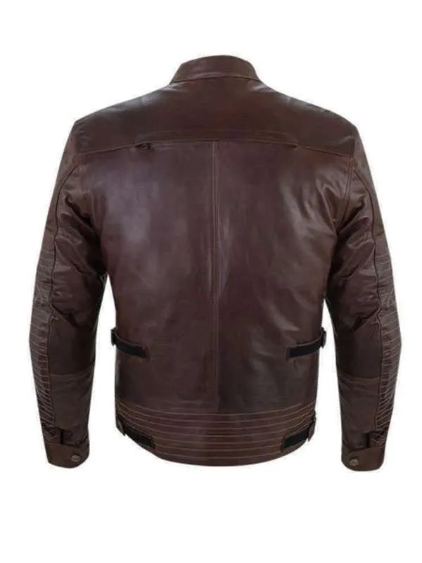 Men’s Snap Tab Brown Leather Biker Jacket Max Jackets