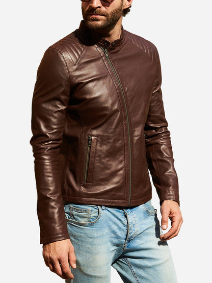 Jackson Casual Brown Leather Motorcycle Jacket Max Jackets